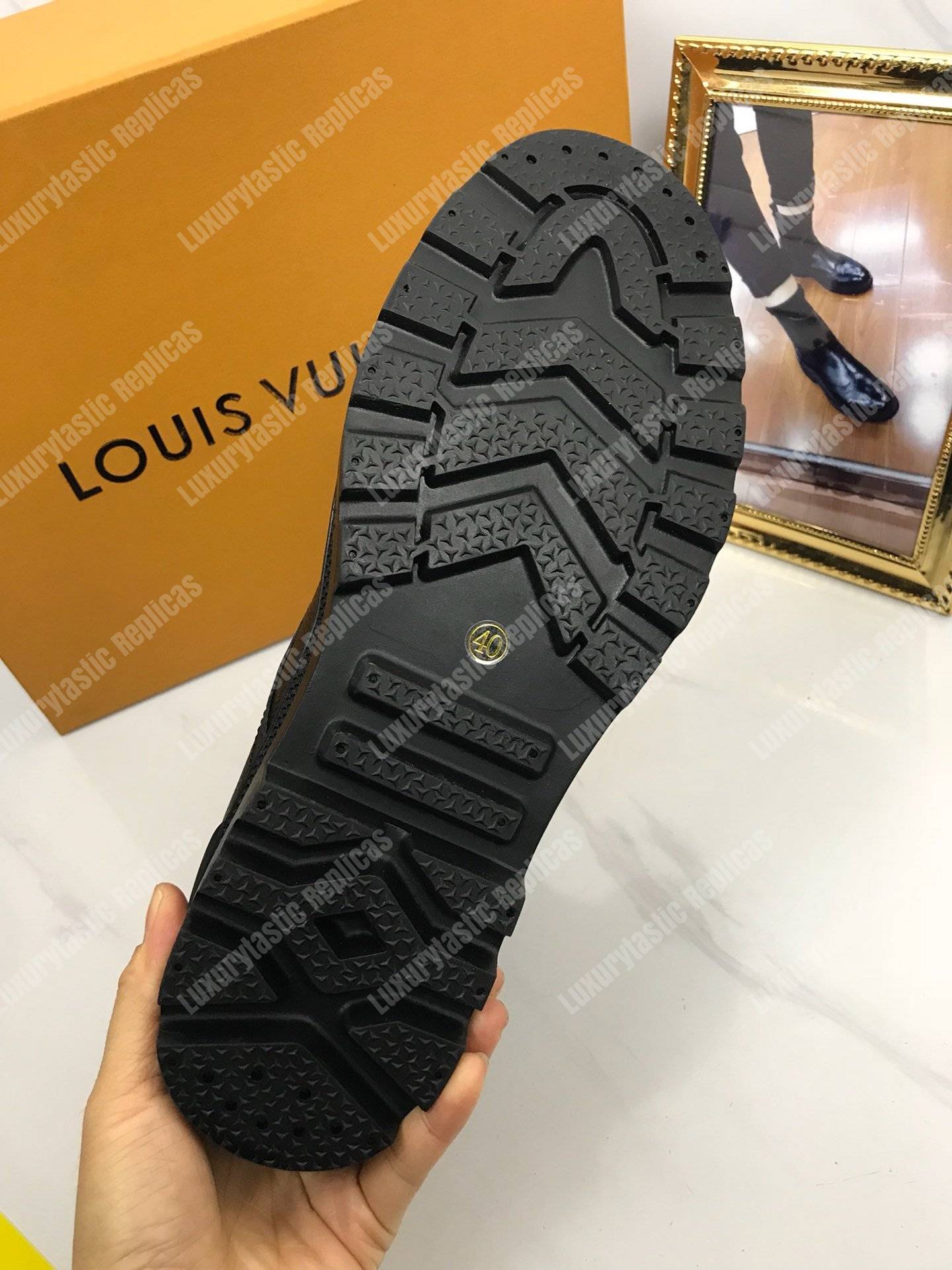 LV Leather Ankle Boots Black