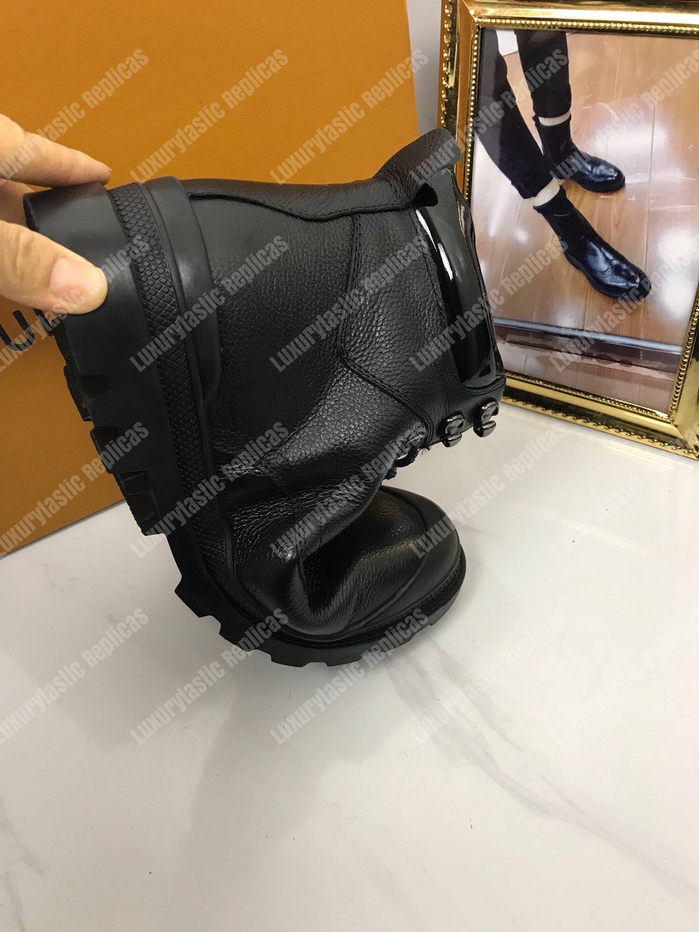 LV Leather Ankle Boots Black