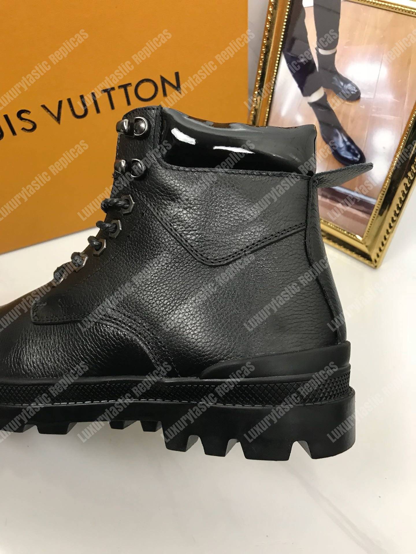LV Leather Ankle Boots Black