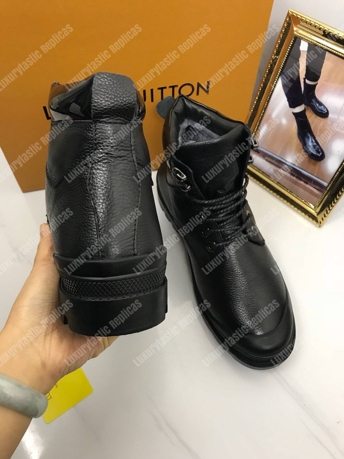 LV Leather Ankle Boots Black