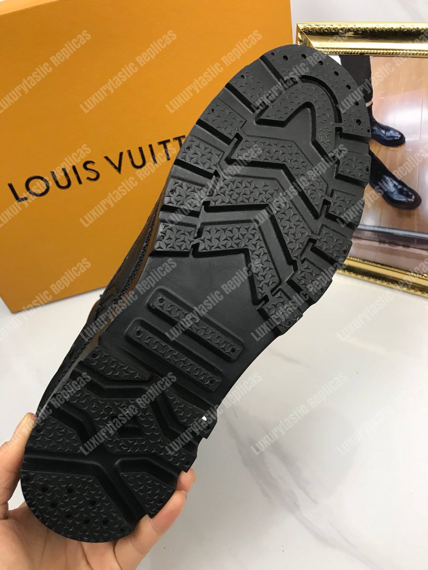 LV Leather Monogram Ankle Boots Black