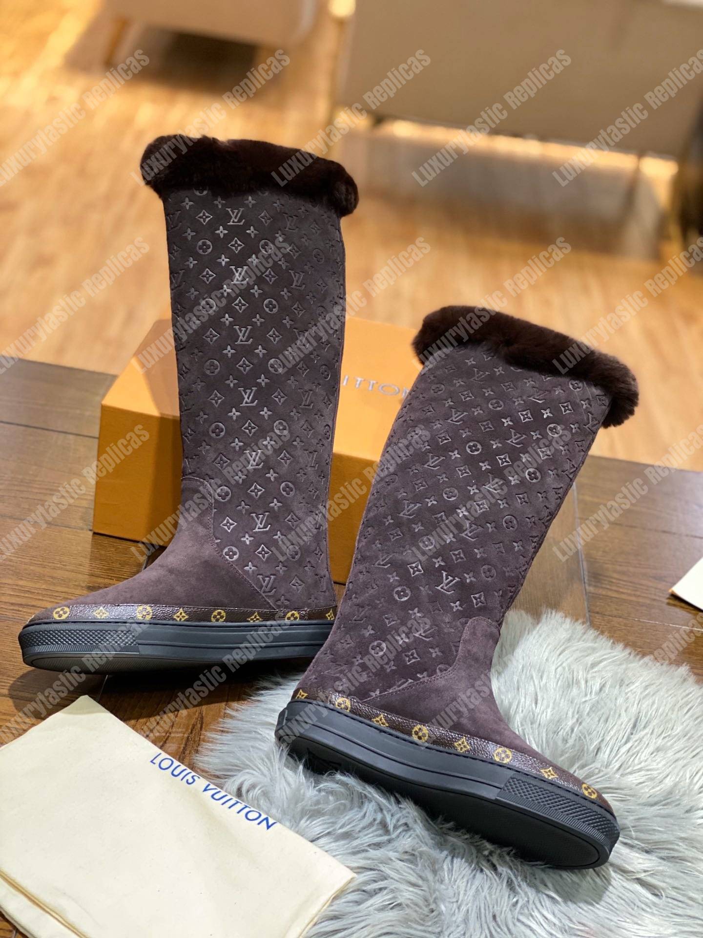 LV Snowball Flat Half Boot Brown