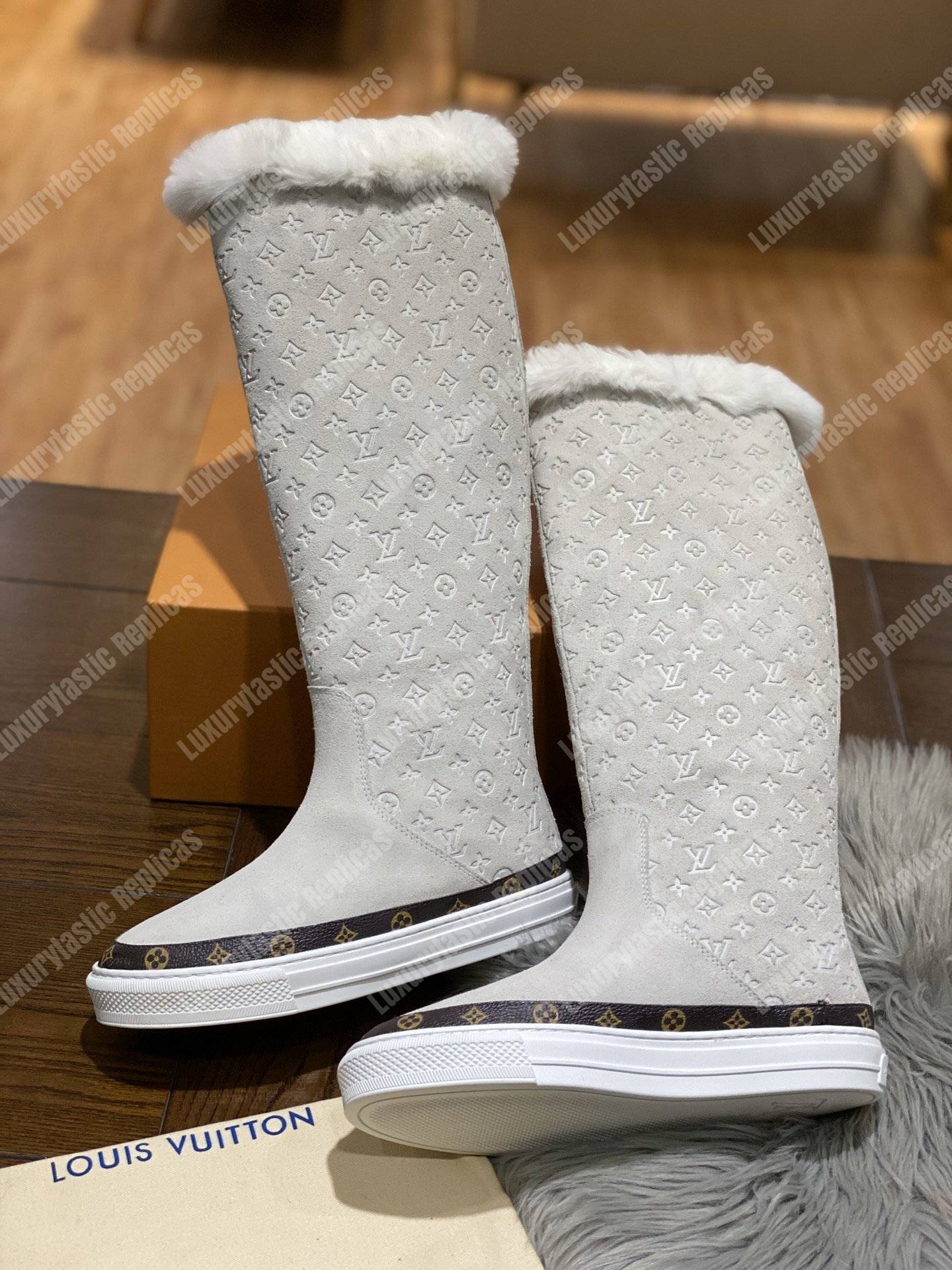 LV Snowball Flat Half Boot White