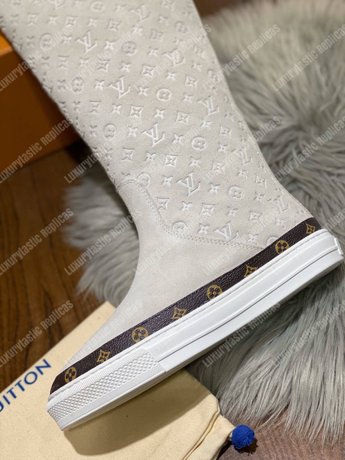 LV Snowball Flat Half Boot White