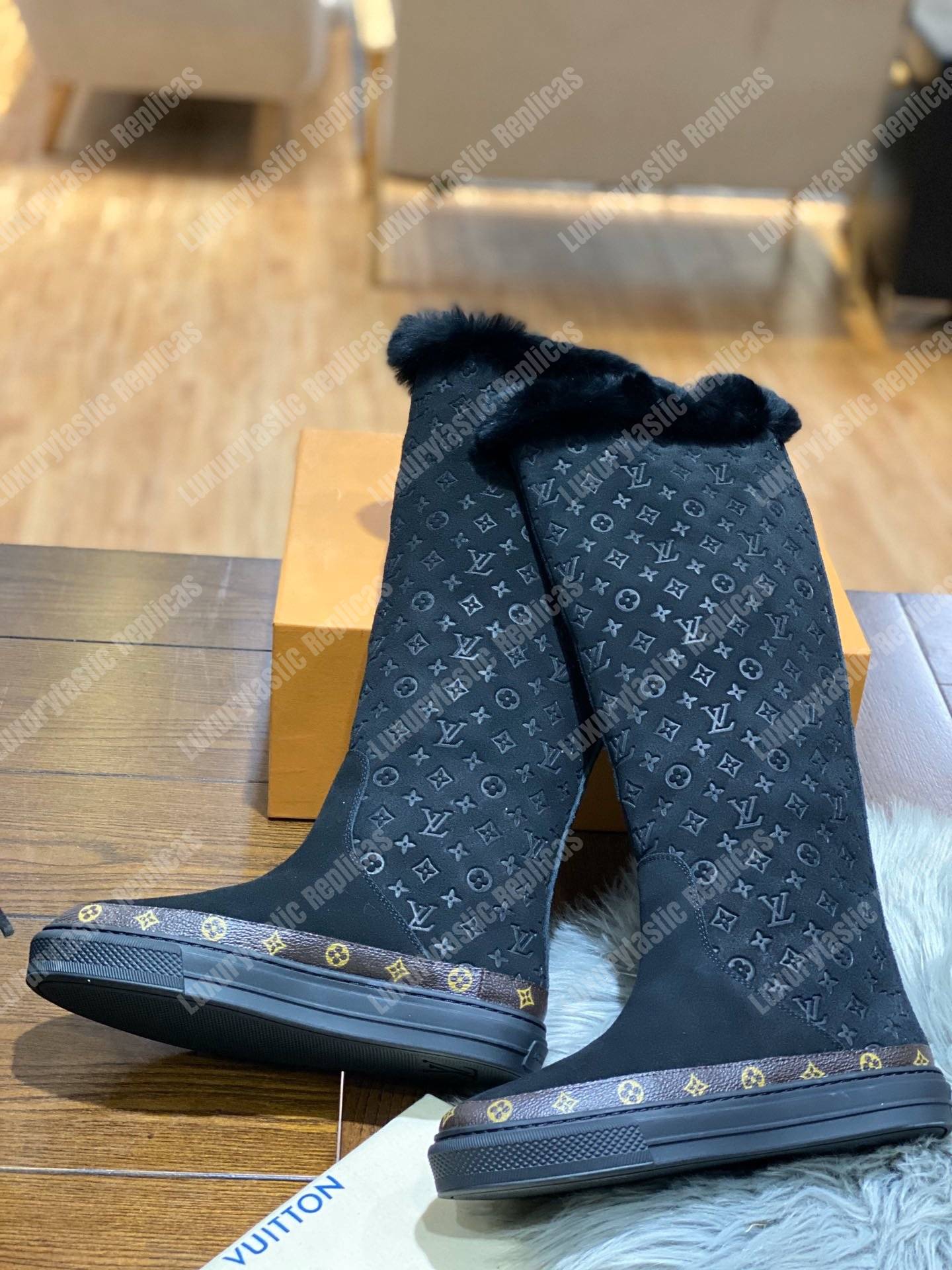 LV Snowball Flat Half Boot Black