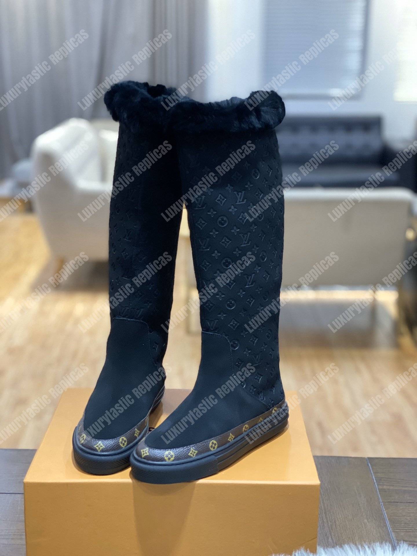 LV Snowball Flat Half Boot Black