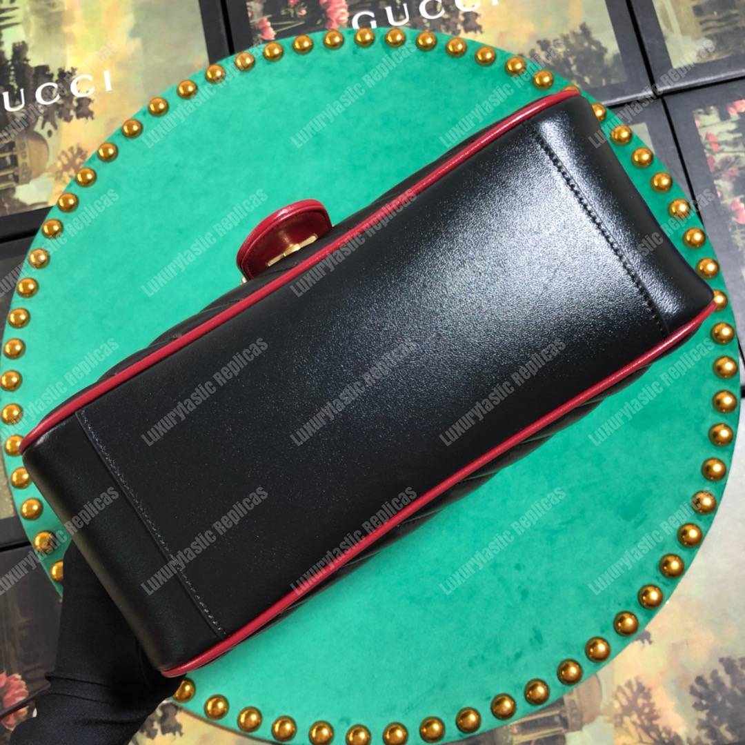 G*u*i gg marmont small top handle bag black cherise matelassé