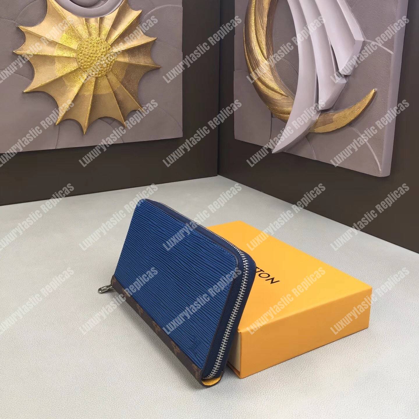 LV Zippy Organizer Epi Leather Blue and Gray