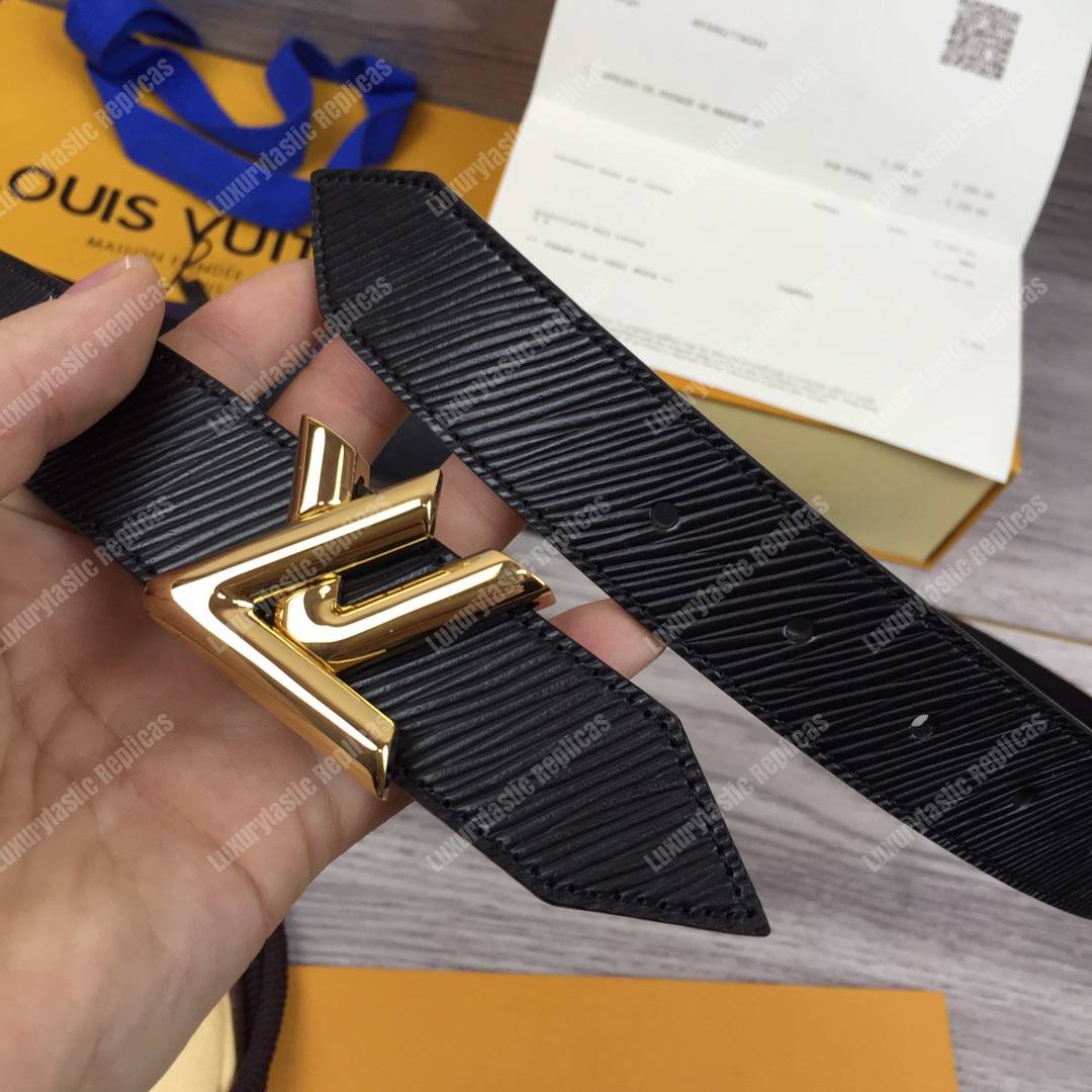 LV Twist 30MM Epi Leather Belt Black