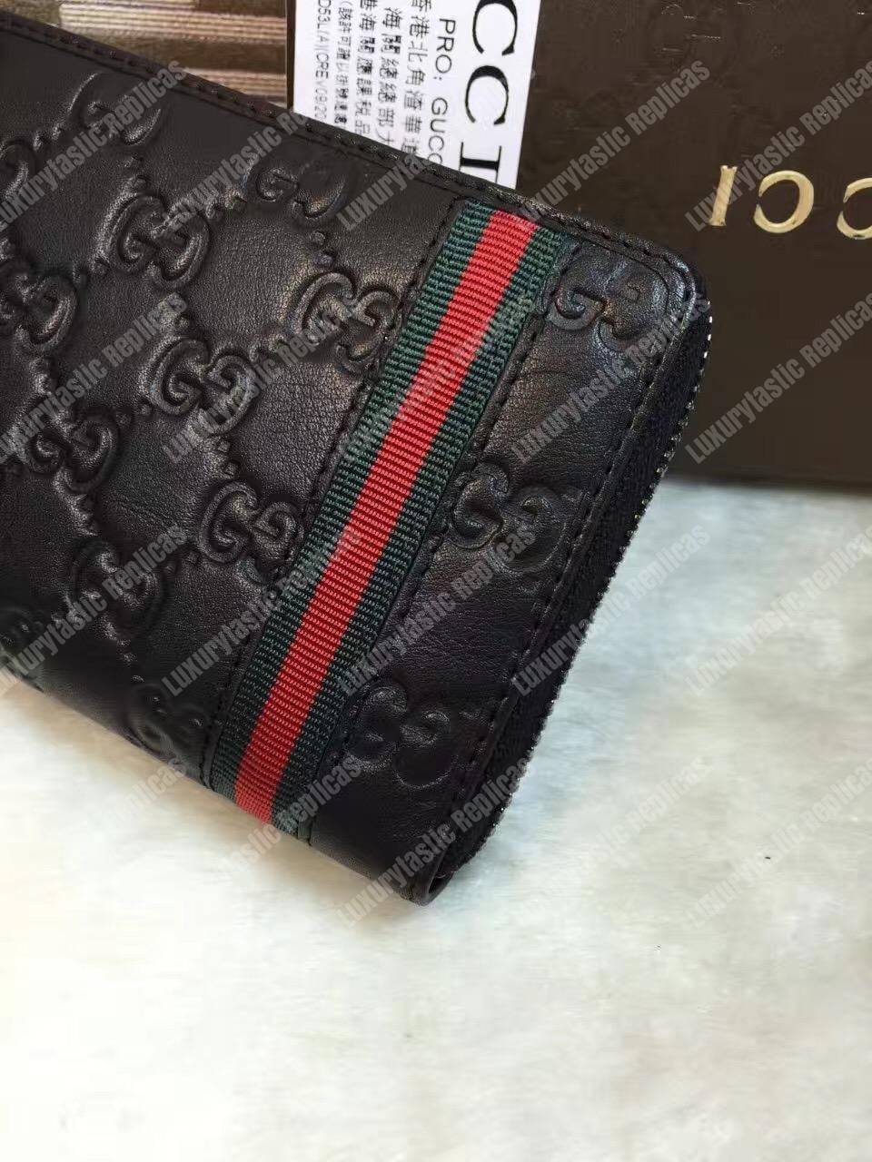 G*u*i gg signature offset web zip around wallet black