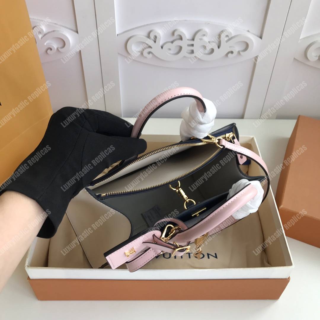 LV City Steamer PM Autres Cuirs Gris Antartica Navy Blue Rose Doux Pink