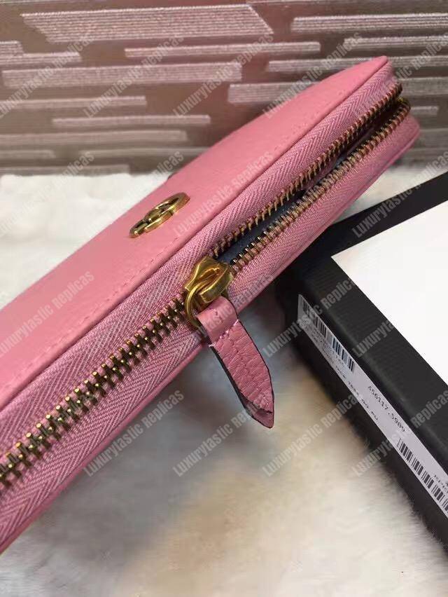 G*u*i gg leather zip around wallet pink