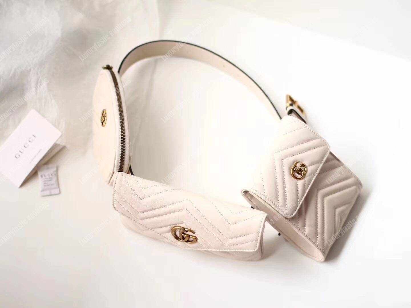 G*u*i gg marmont matelassé belt bag white