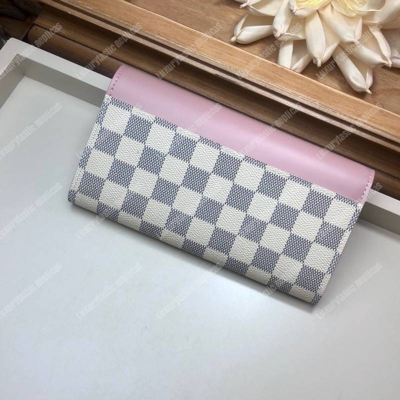 LV Sarah Wallet Damier Azur Eau de Rose Pink