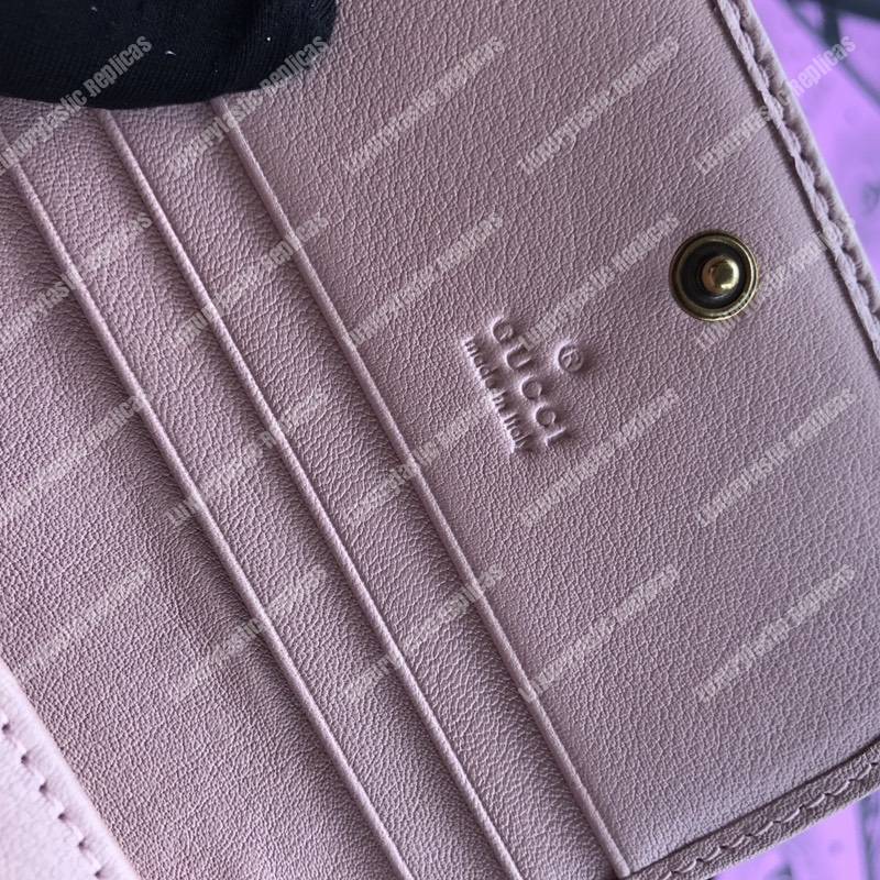 G*u*i gg marmont card case wallet with butterfly pink