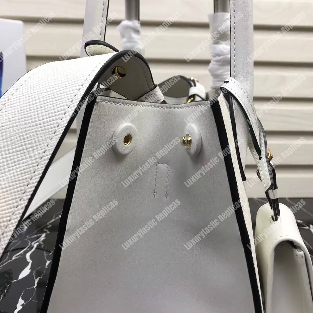 Pra*a monochrome saffiano leather bag white