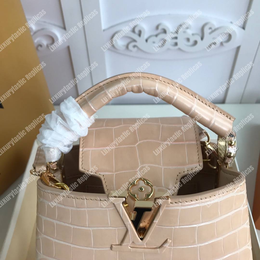 LV Capucines Mini Crocodilien Mat Dune