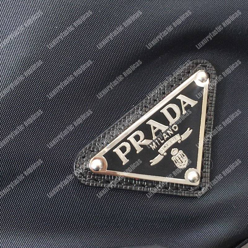 Pra*a black nylon backpack red