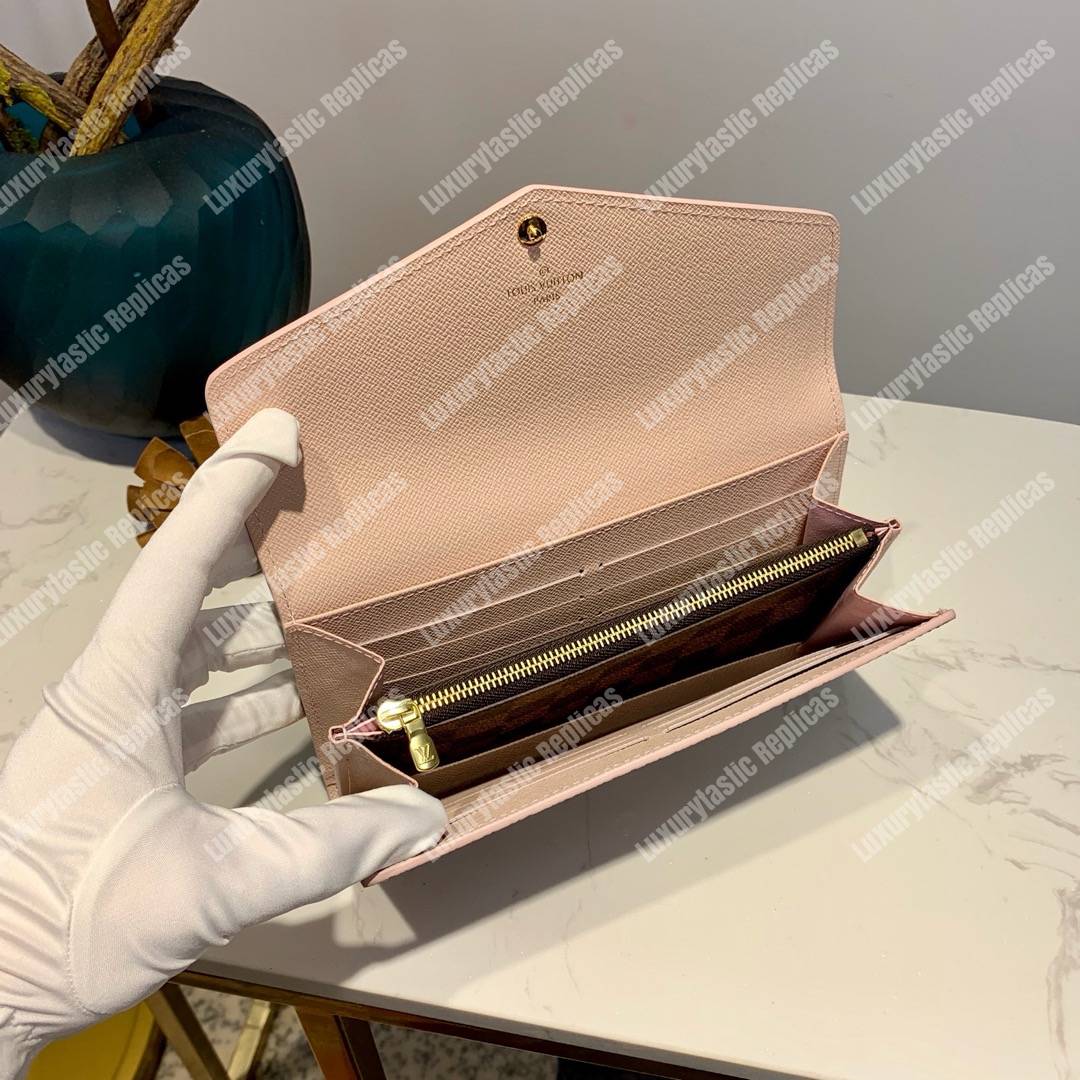 LV Sarah Wallet Damier Ebine Rose Ballerine Pink