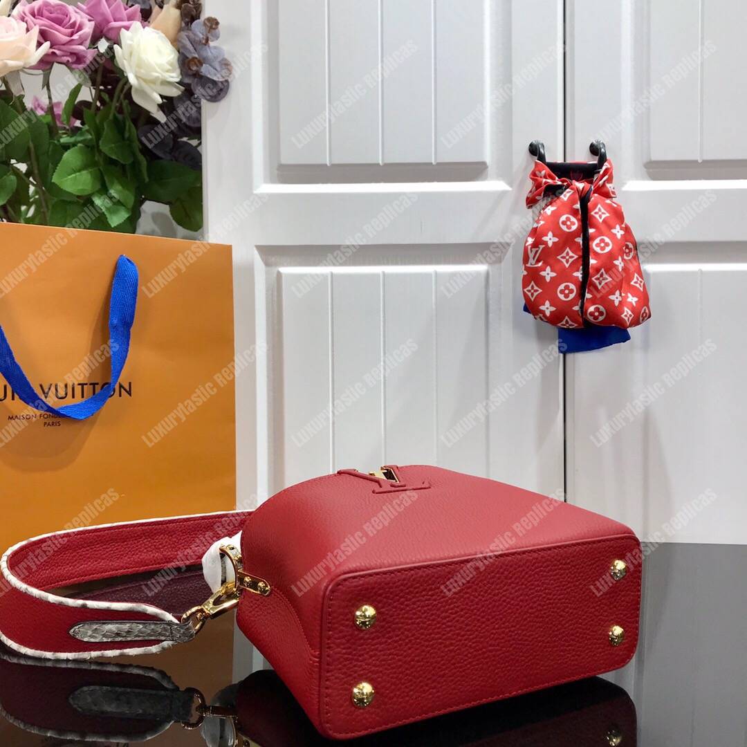 LV Capucines Mini Taurillon Python Rouge Carmin