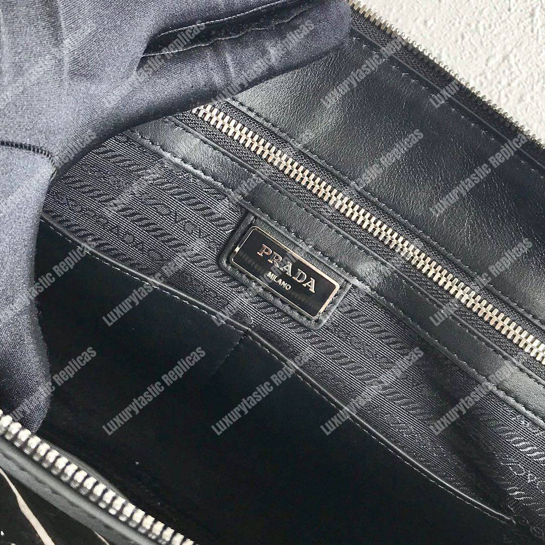 Pra*a leather briefcase navy blue