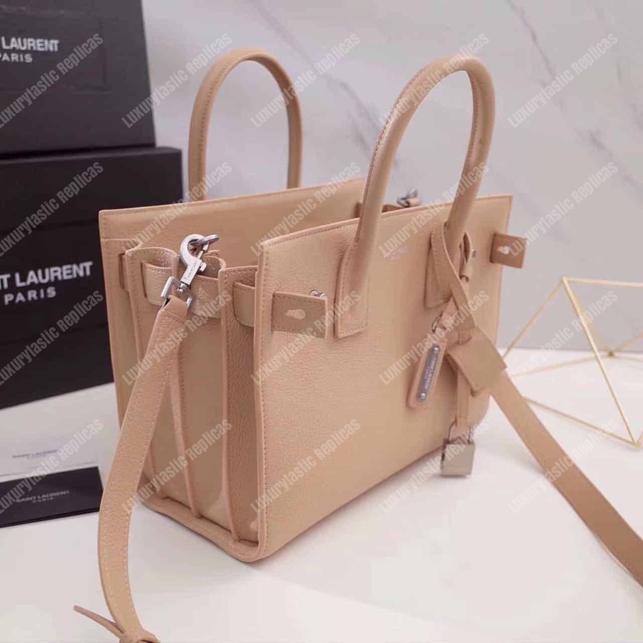 Saint Laurent Sac De Jour Baby Grained Leather Cream