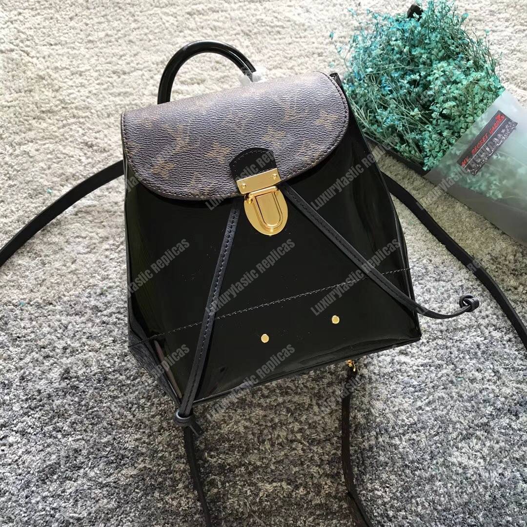 LV Hot Springs Backpack Patent Leather Black