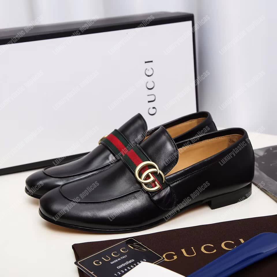 G*u*i leather loafer with gg web