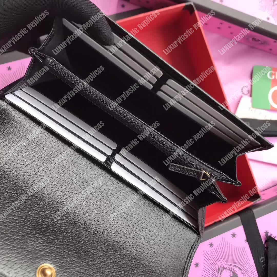 G*u*i leather continental wallet black