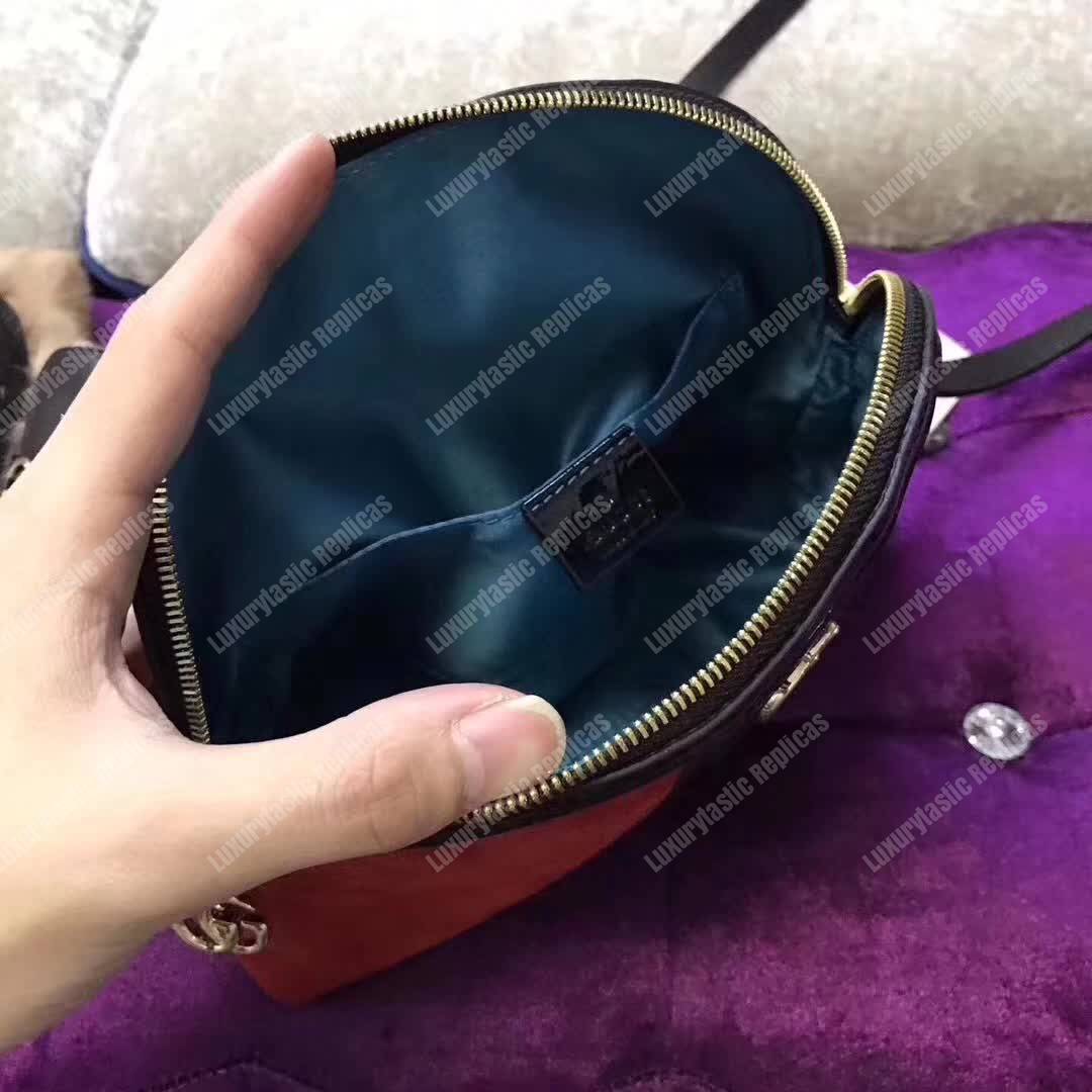 G*u*i ophidia small shoulder bag in hibiscus red suede