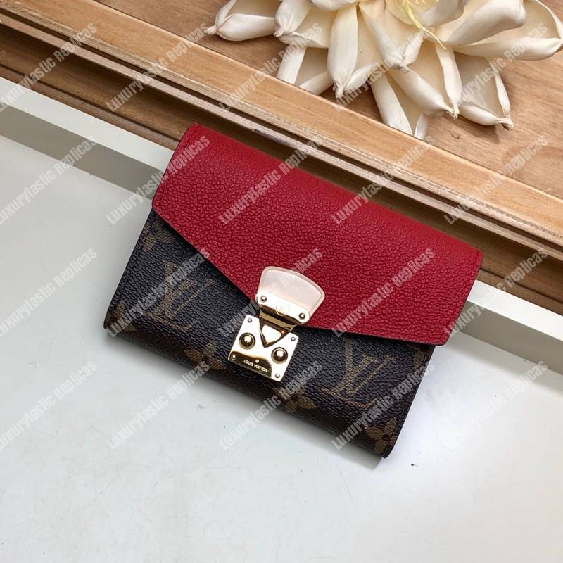LV Pallas Compact Wallet Monogram Cerise Red