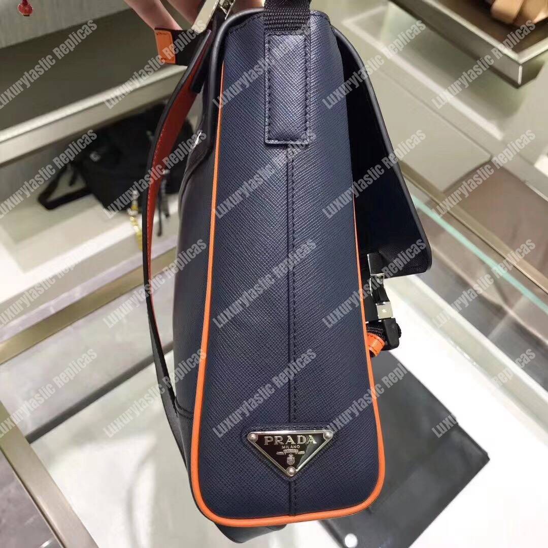 Pra*a saffiano leather shoulder bag orange