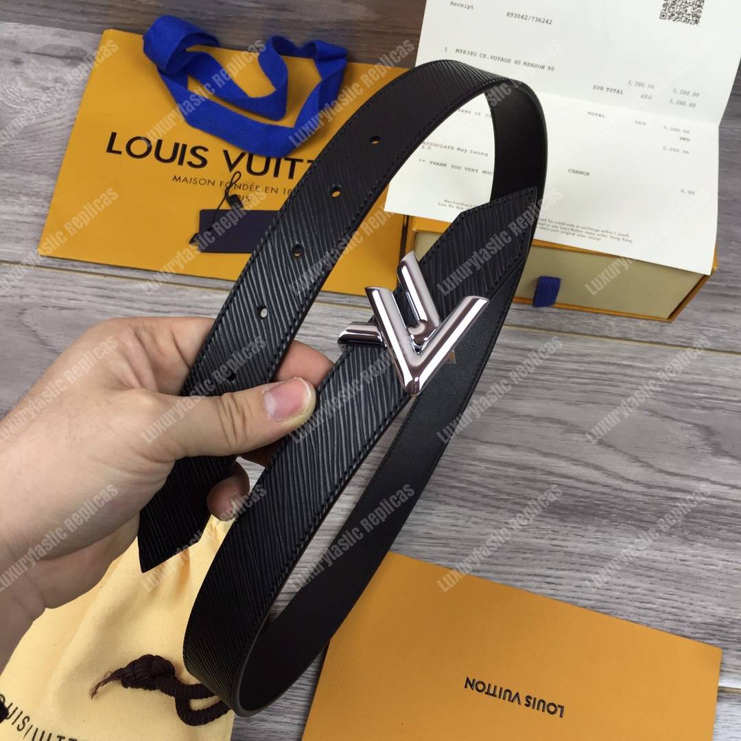 LV Twist 30MM Epi Leather Belt Black