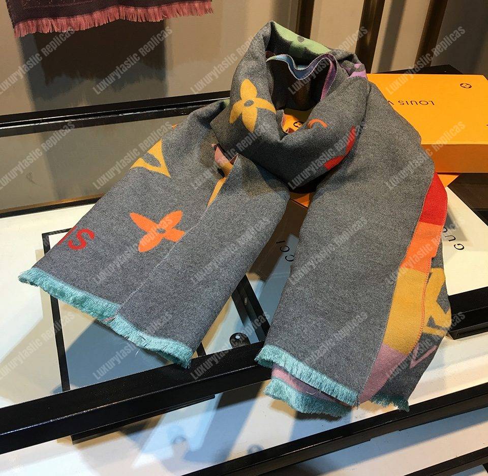 LV Reykjavik Scarf Cashmere & Wool Grey Multicolor