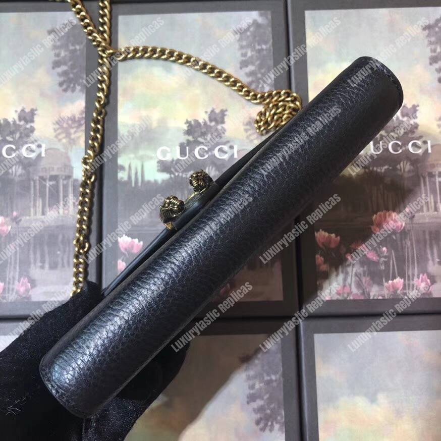G*u*i calfskin garden dionysus chain wallet black with butterfly
