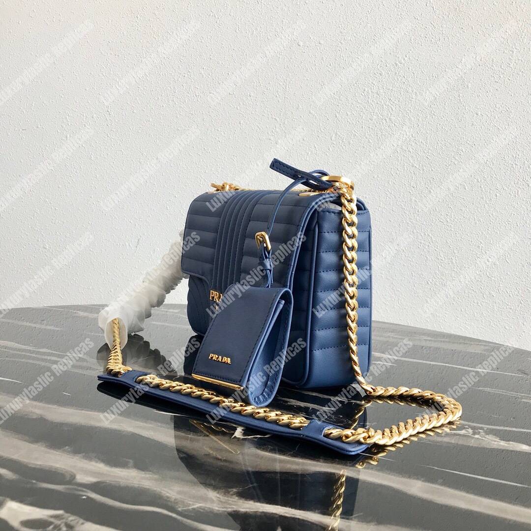Pra*a diagramme medium leather bag dark blue