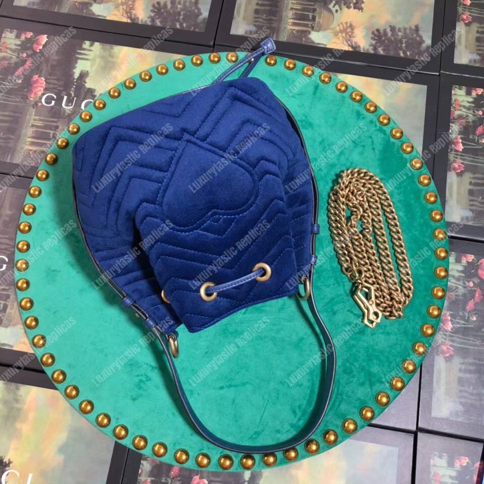 G*u*i gg marmont velvet bucket bag blue