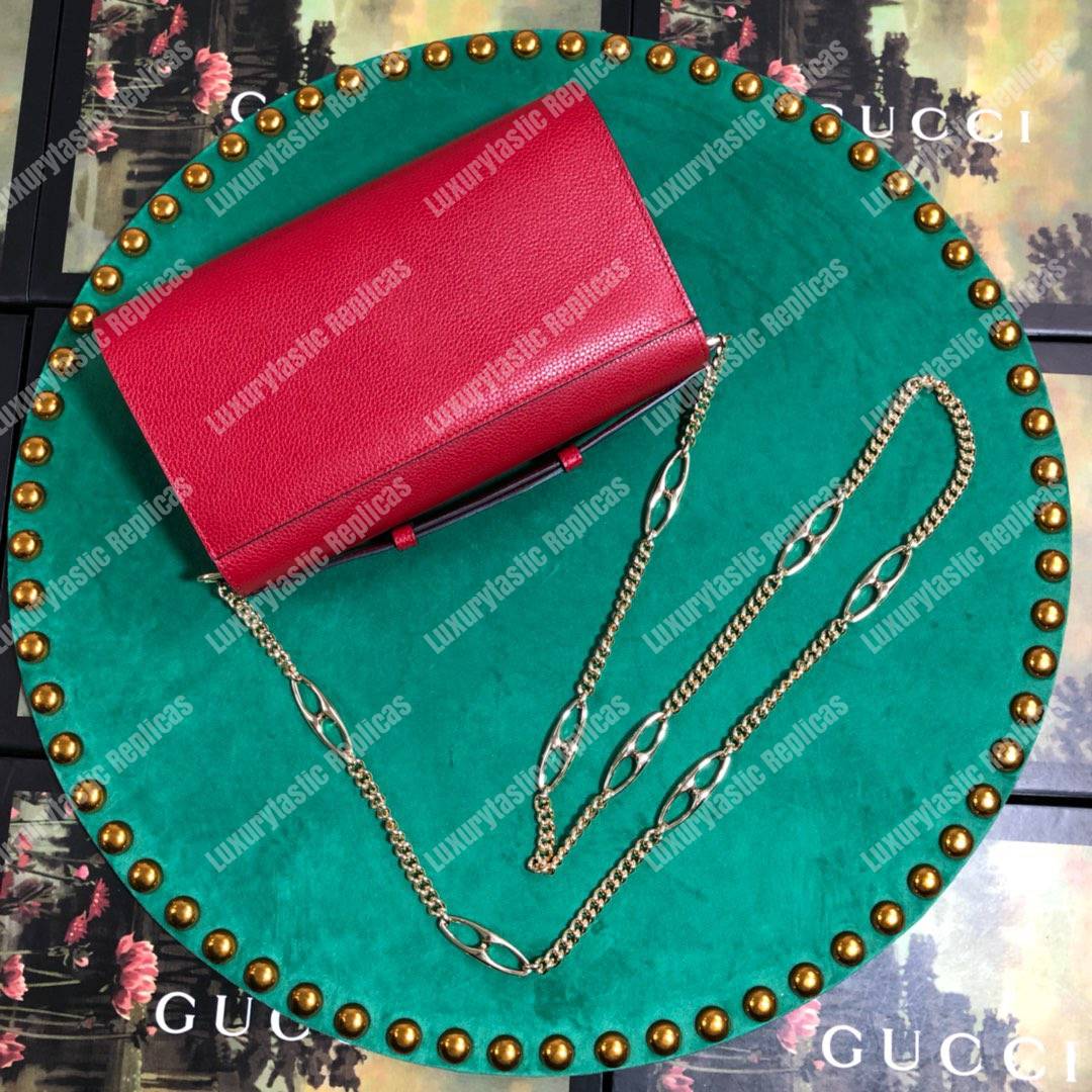 G*u*i zumi hibiscus red smooth leather small shoulder bag