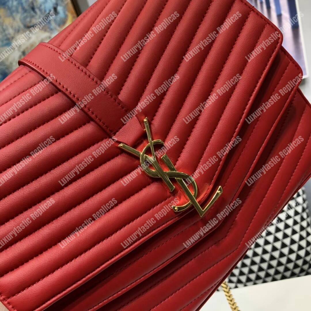 Saint Laurent Sulpice Medium In Matelassé Leather Eros Red