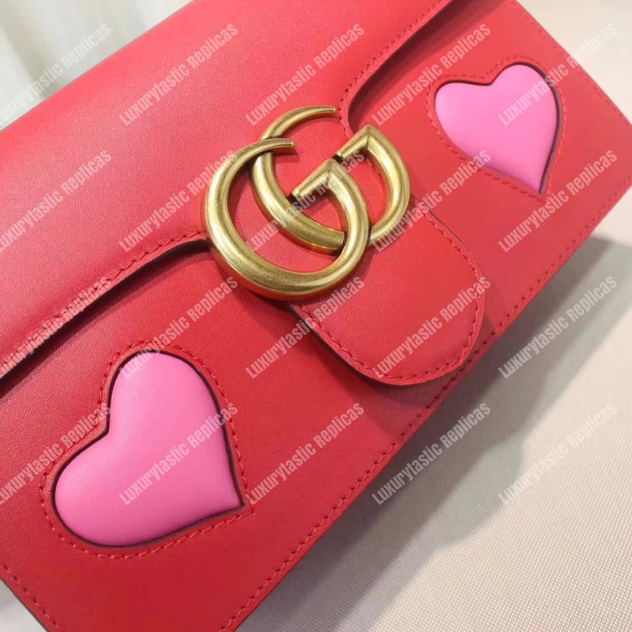 G*u*i gg marmont leather shoulder bag hearts red