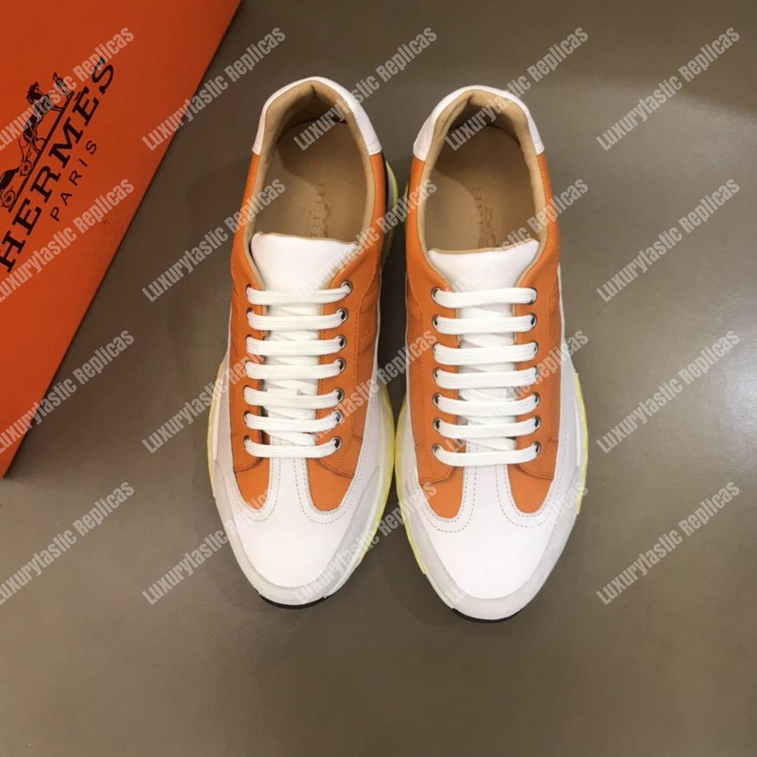 H**mes trail sneaker orange/white
