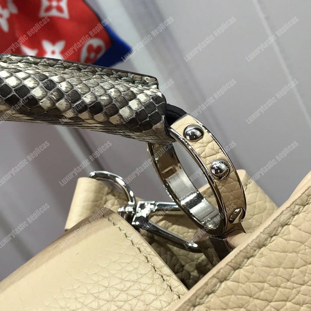LV Capucines BB Taurillon Leather Python Galet Gray