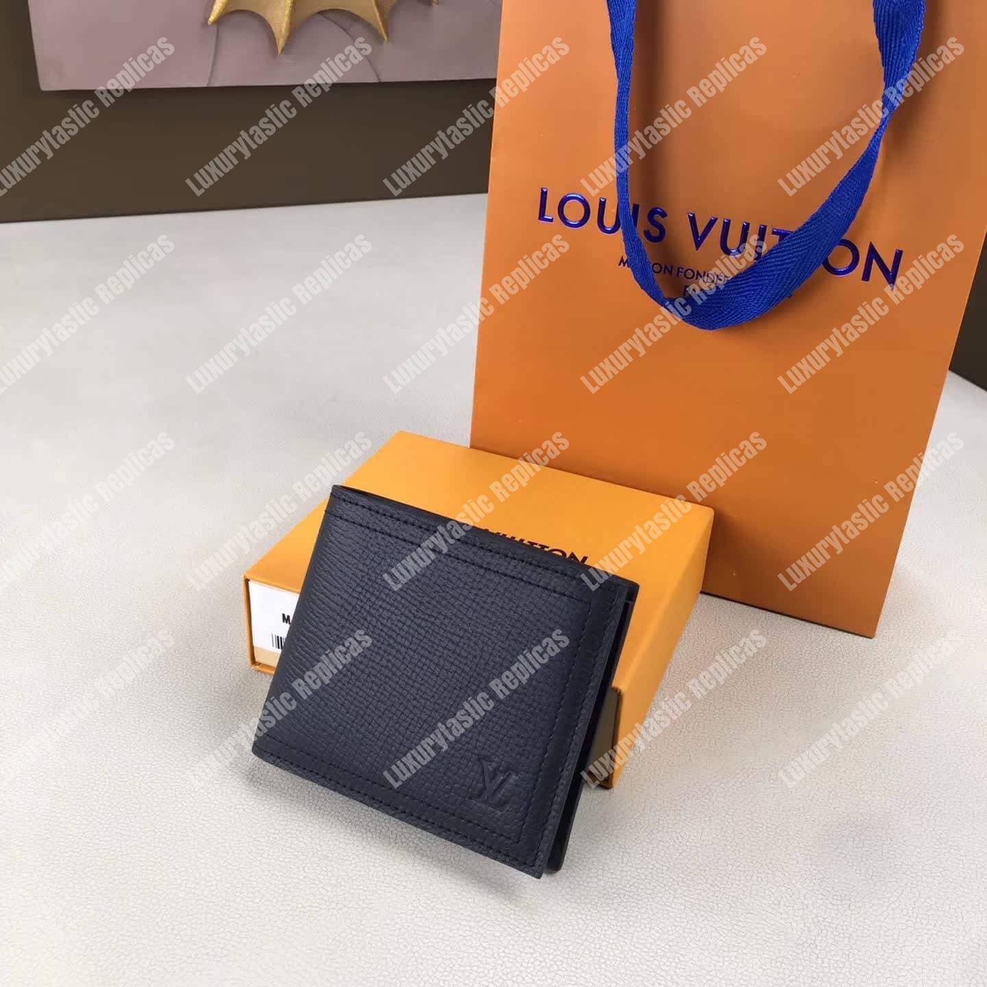 LV Compact Wallet Utah Leather Bleu Marine