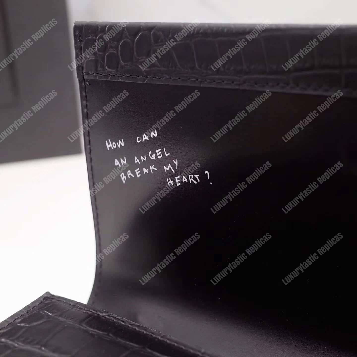 Saint Laurent Small Babylone Satchel Black Crocodile Embossed Leather