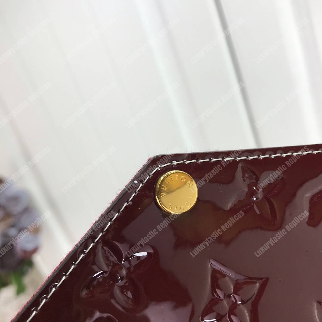 LV Pochette Felicie Monogram Vernis Leather Amarante