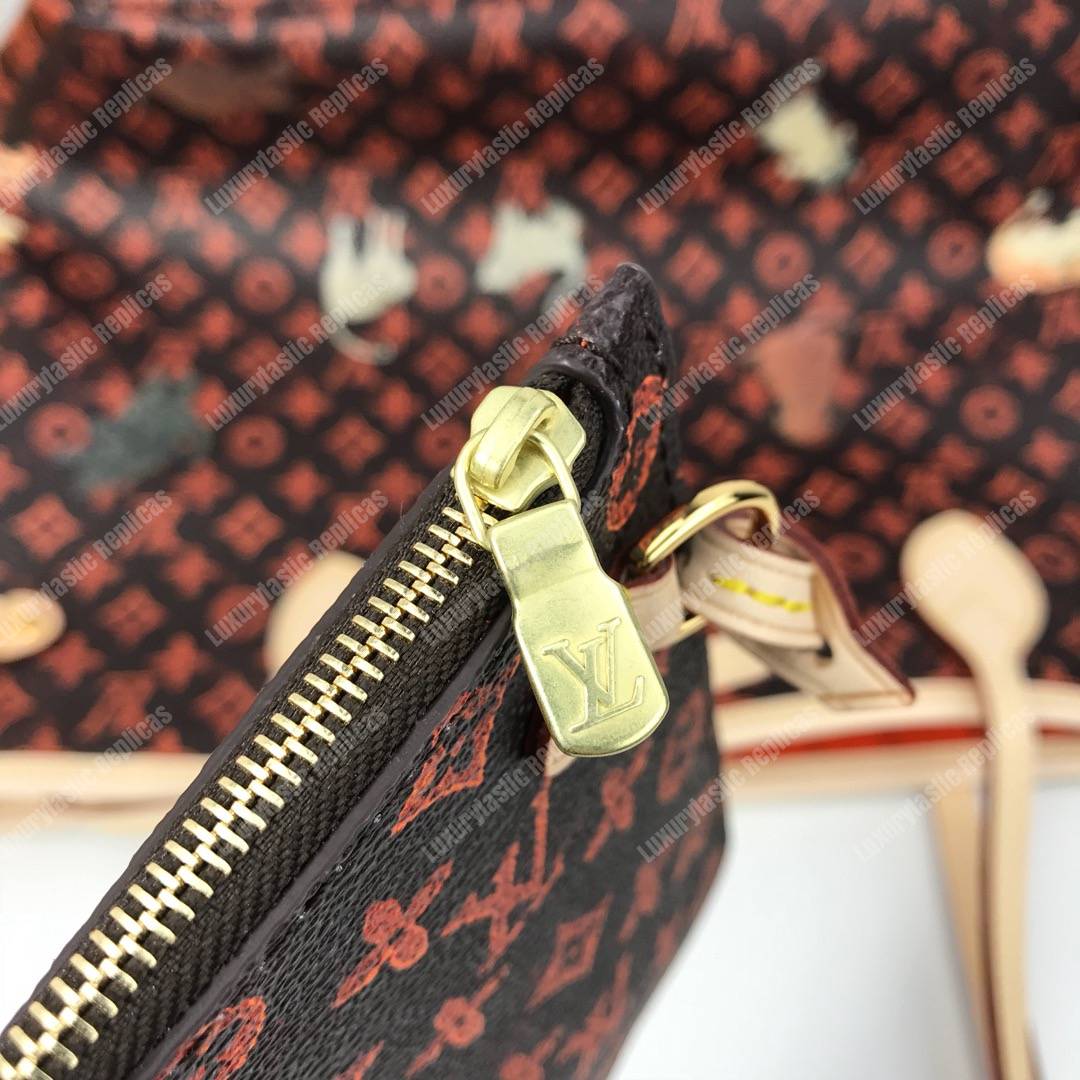 LV Neverfull MM Catogram Brown/Orange