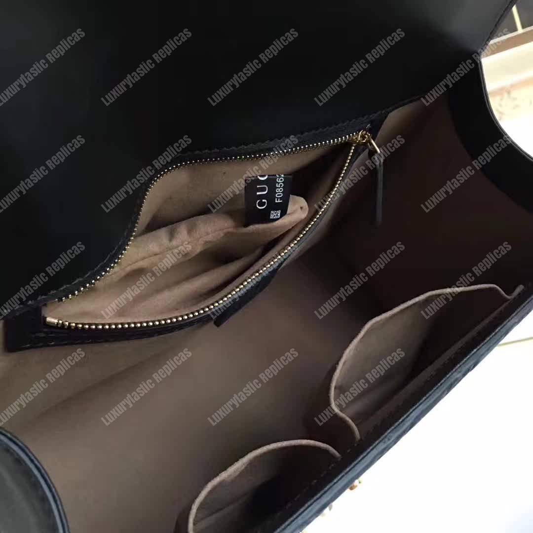 G*u*i padlock medium signature shoulder bag black