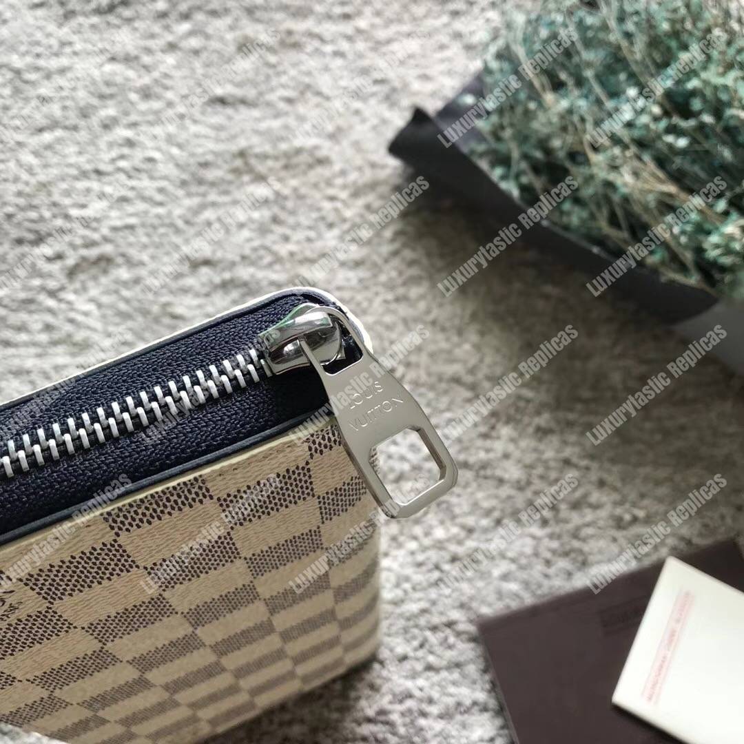 LV Zippy Wallet Vertical Damier Coastline Canvas