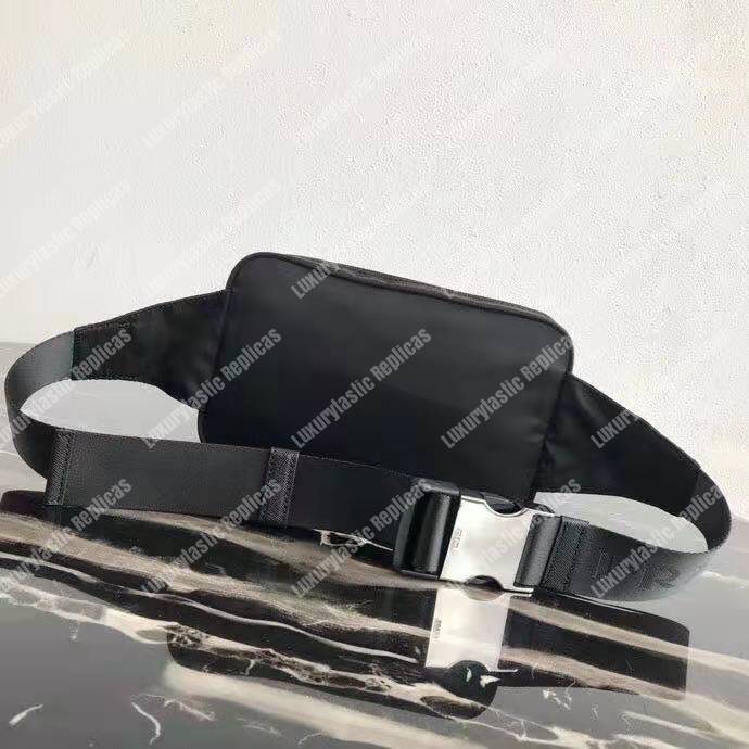 Pra*a nylon and leather belt bag black