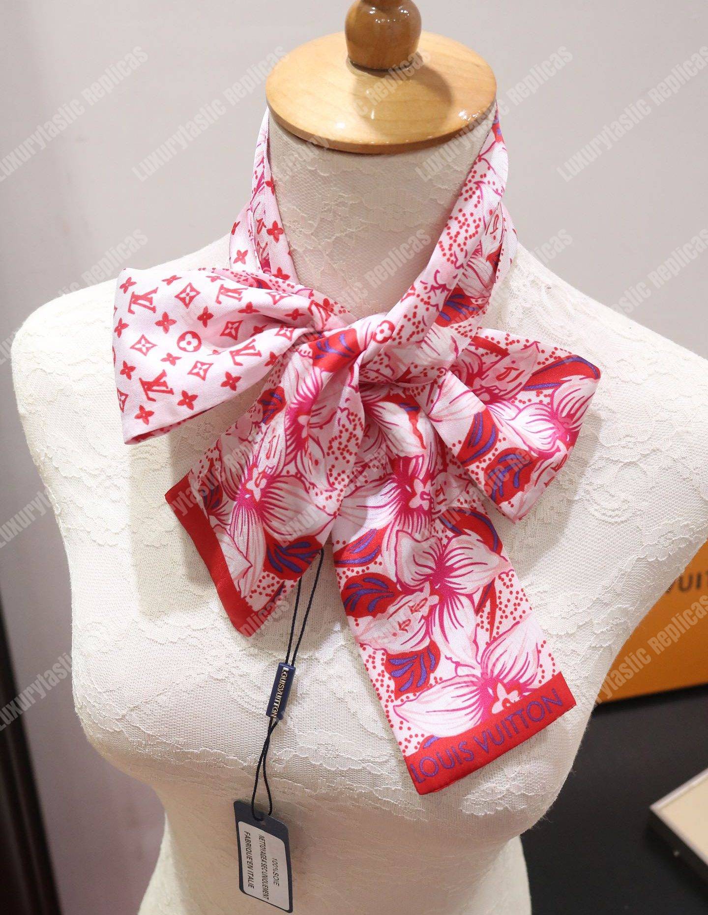 LV Monokinawa Bandeau Red Hawaiian Floral Monogram Silk Spring 2018